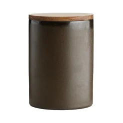 Aida RAW Metallic Brown opbevaringskrukke med teaklåg 15 cm