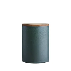 Aida RAW Northern Green opbevaringskrukke med teaklåg 15 cm