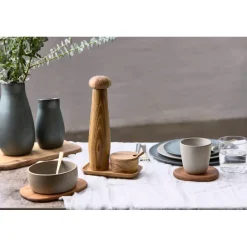 Aida RAW Teaktræ kværnesæt med bakke 3 dele