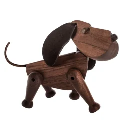Architectmade Bobby træhund valnød 13 cm