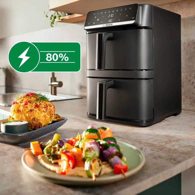 Bosch MAFD661B7 Serie 6 airfryer dobbelt stabel skuffe sort 12 liter