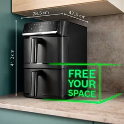 Bosch MAFD661B7 Serie 6 airfryer dobbelt stabel skuffe sort 12 liter