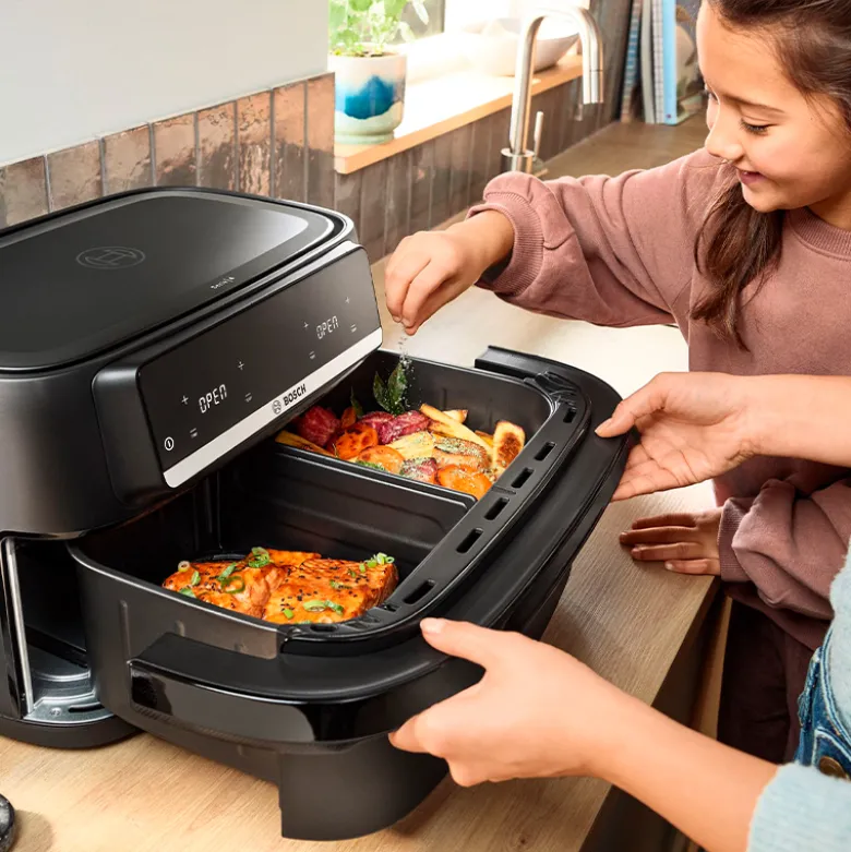 Bosch MAFD490B7 Serie 4 airfryer med dobbelt skuffe 10 liter
