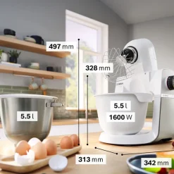 Bosch MUMS6EW18 Serie 6 køkkenmaskine hvid/stål 1600 watt