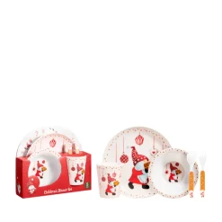 Børneservice med juledesign 5 dele assorteret