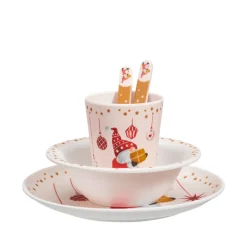 Børneservice med juledesign 5 dele assorteret