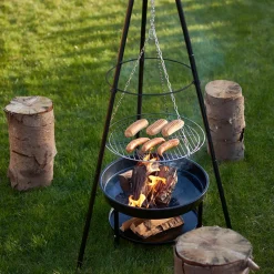 Dangrill tripod bålsted med bålfad og rist