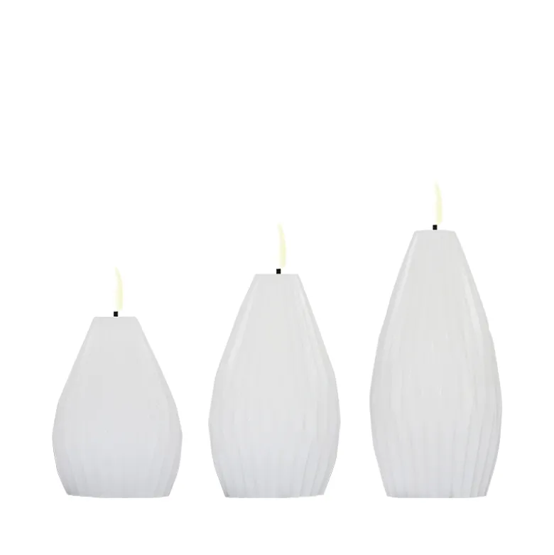 Enjoy Elipse LED vokslys hvid 3 stk.