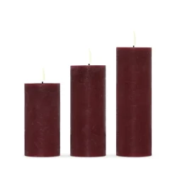 Enjoy LED bloklys bordeaux 3 stk. Ø 4,8 cm