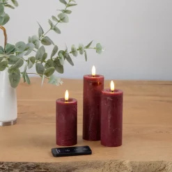 Enjoy LED bloklys bordeaux 3 stk. Ø 4,8 cm