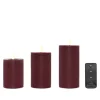 Enjoy LED bloklys med fjernbetjening bordeaux 3 stk. Ø 7,5 cm