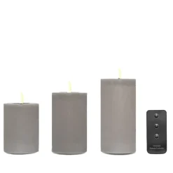 ENJOY LED bloklys 3-pak Ø 7,5 cm grå