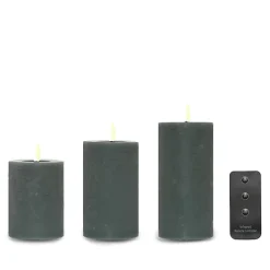 ENJOY LED bloklys 3-pak Ø 7,5 cm grøn