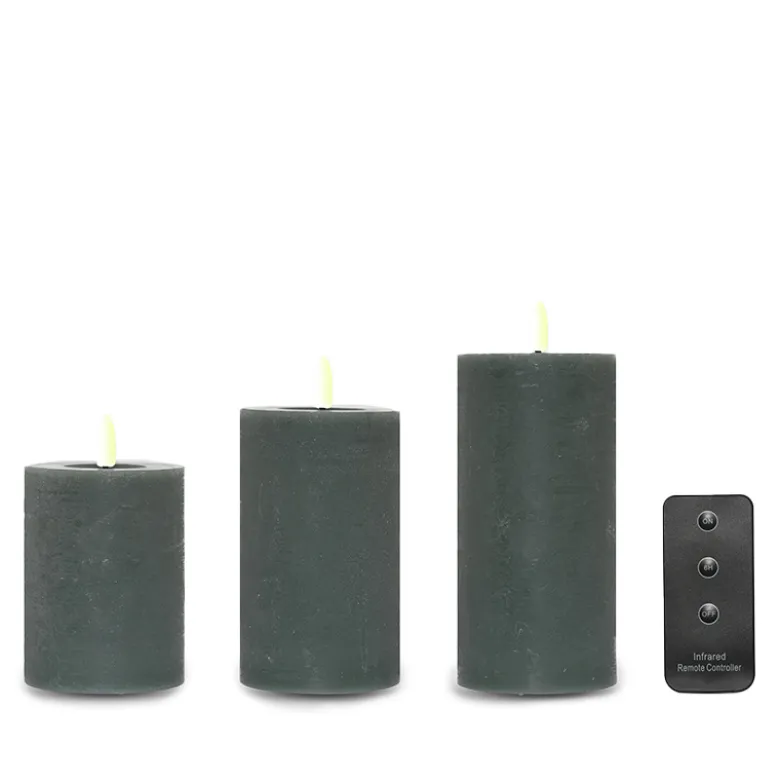 ENJOY LED bloklys 3-pak Ø 7,5 cm grøn