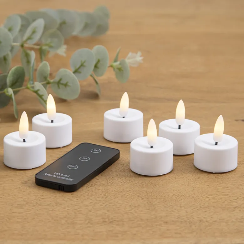 ENJOY LED fyrfadslys 6-pak plast Ø 3,6 x H 2 cm hvid