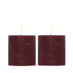 ENJOY LED mini bloklys 2-pak Ø 4,8 x H 5 cm bordeaux