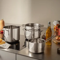 Eva Trio Recycled Stainless Steel grydesæt inklusiv pastaindsats 4 dele