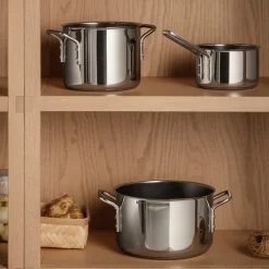 Eva Trio Recycled Stainless Steel grydesæt stål 1,1 + 2,2 + 3,6 liter keramisk Slip-Let® belægning