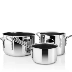 Eva Trio Recycled Stainless Steel grydesæt stål 1,1 + 2,2 + 3,6 liter keramisk Slip-Let® belægning