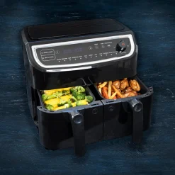 Gastronoma Low Fat dobbelt airfryer & dehydrator sort 9 liter 2400 watt - keramisk belægning