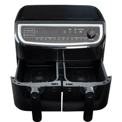 Gastronoma Low Fat dobbelt airfryer & dehydrator sort 9 liter 2400 watt - keramisk belægning