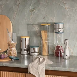 Georg Jensen Alfredo opbevaringsdåse gul stål 1 liter