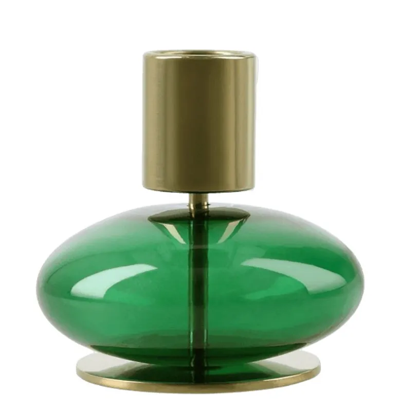 Holmegaard Bubble lysestage grøn H 8 cm