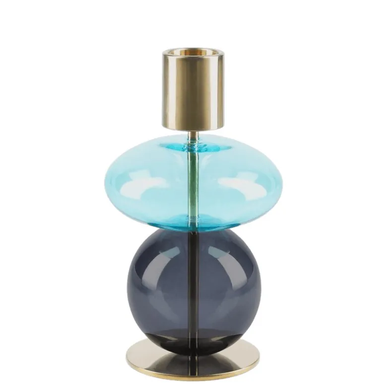 Holmegaard Bubble lysestage blå H 14 cm