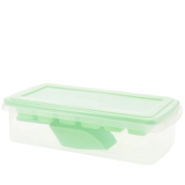 Isterningeboks med bakke og ske assorteret