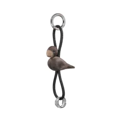 Kay Bojesen Fugl nøglering sølv/sort H 4,5 cm