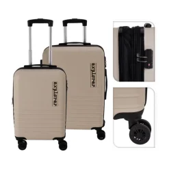 Kuffertsæt i beige 2 stk. 67 liter og 39 liter
