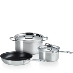 Le Creuset 3 dele 3-ply gryde- og pandesæt rustfrit stål