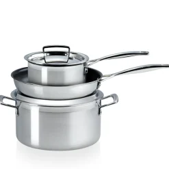 Le Creuset 3 dele 3-ply gryde- og pandesæt rustfrit stål