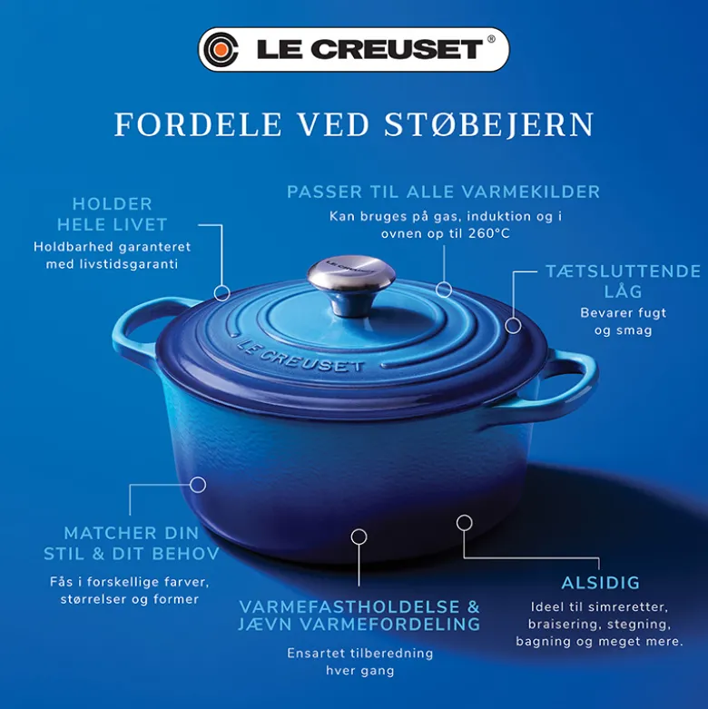 Le Creuset Signature støbejern rund gryde Ø 24 cm azure