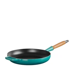Le Creuset Signature stegepande Ø 28 cm med træhåndtag bleu riviera