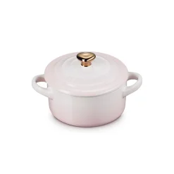 Le Creuset Signature stentøj minigryde med hjerteformet knop 10 cm Shell Pink