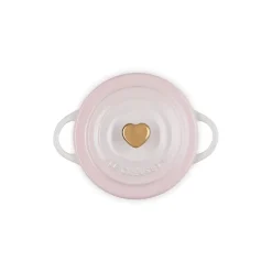Le Creuset Signature stentøj minigryde med hjerteformet knop 10 cm Shell Pink