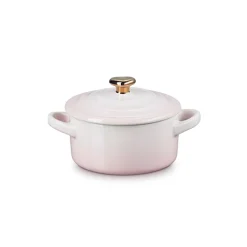 Le Creuset Signature stentøj minigryde med hjerteformet knop 10 cm Shell Pink