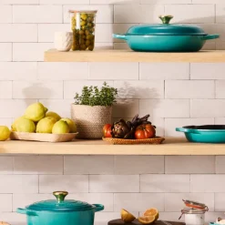 Le Creuset Signature stentøj oval grydeskeholder Bleu Riviera