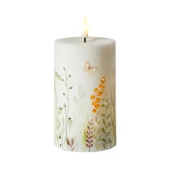 LED bloklys blomsterprint brun 12,5 cm