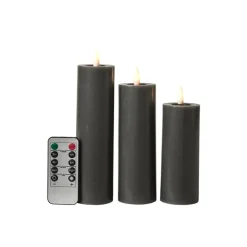 LED bloklys 3 stk. koksgrå