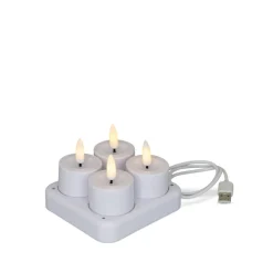 LED fyrfadslys genopladelige med base 4 stk.