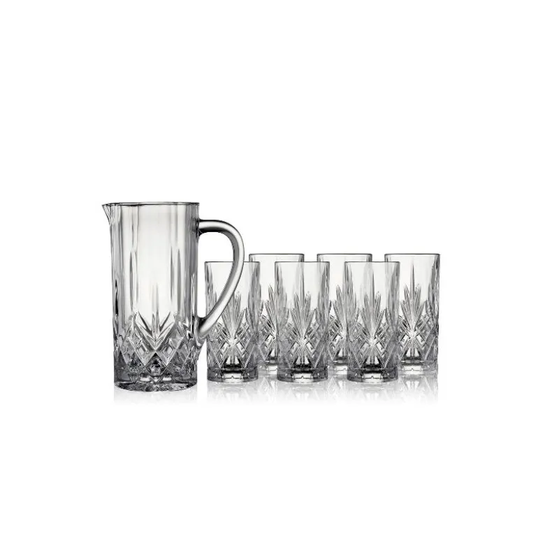 Lyngby Glas Melodia kande 1,2 liter med 6 glas 36 cl