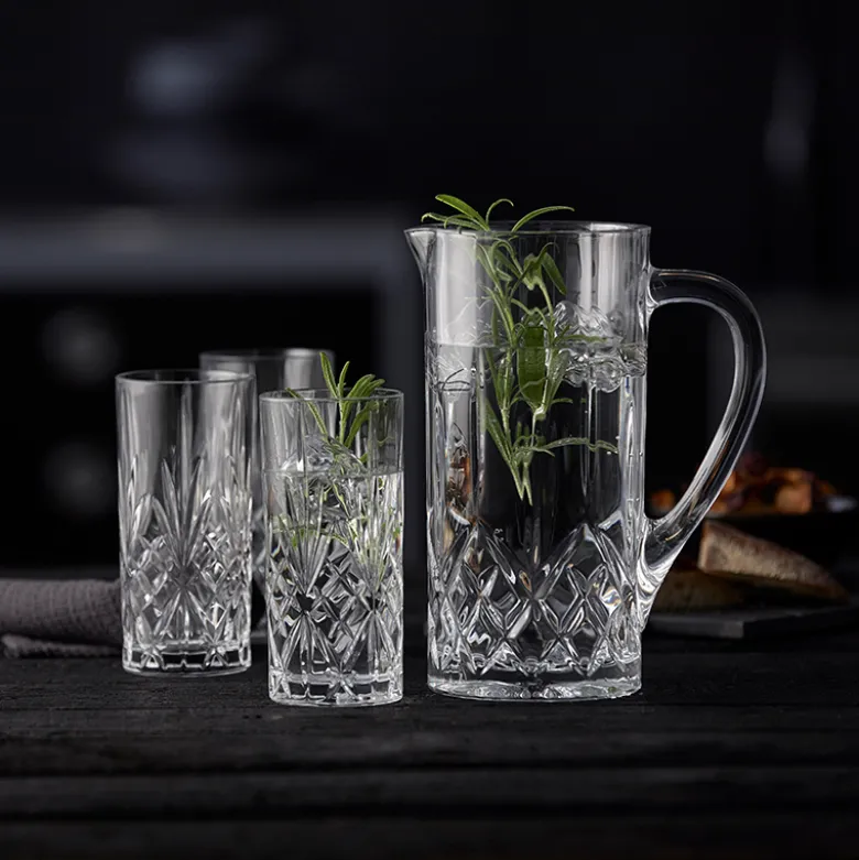 Lyngby Glas Melodia kande 1,2 liter med 6 glas 36 cl