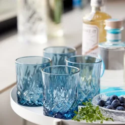 Lyngby Glas Sorrento whiskyglas blå 32 cl 4 stk.