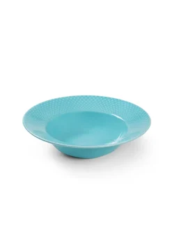 Lyngby Porcelæn Rhombe Color dyb tallerken turkis 24,5 cm