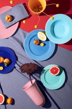 Lyngby Porcelæn Rhombe Color flad tallerken blå 27 cm