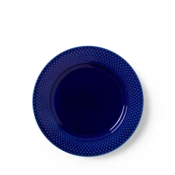 Lyngby Porcelæn Rhombe Color flad tallerken mørk blå 23 cm
