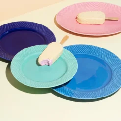 Lyngby Porcelæn Rhombe Color flad tallerken aqua 21 cm