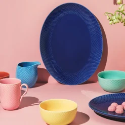 Lyngby Porcelæn Rhombe Color serveringsfad mørkeblå 35 cm